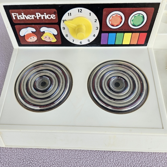 VTG Fisher Price Magic Burner Stove Top Kitchen Toy Toddler Mustard Ketchup 1978 - Picture 8 of 8